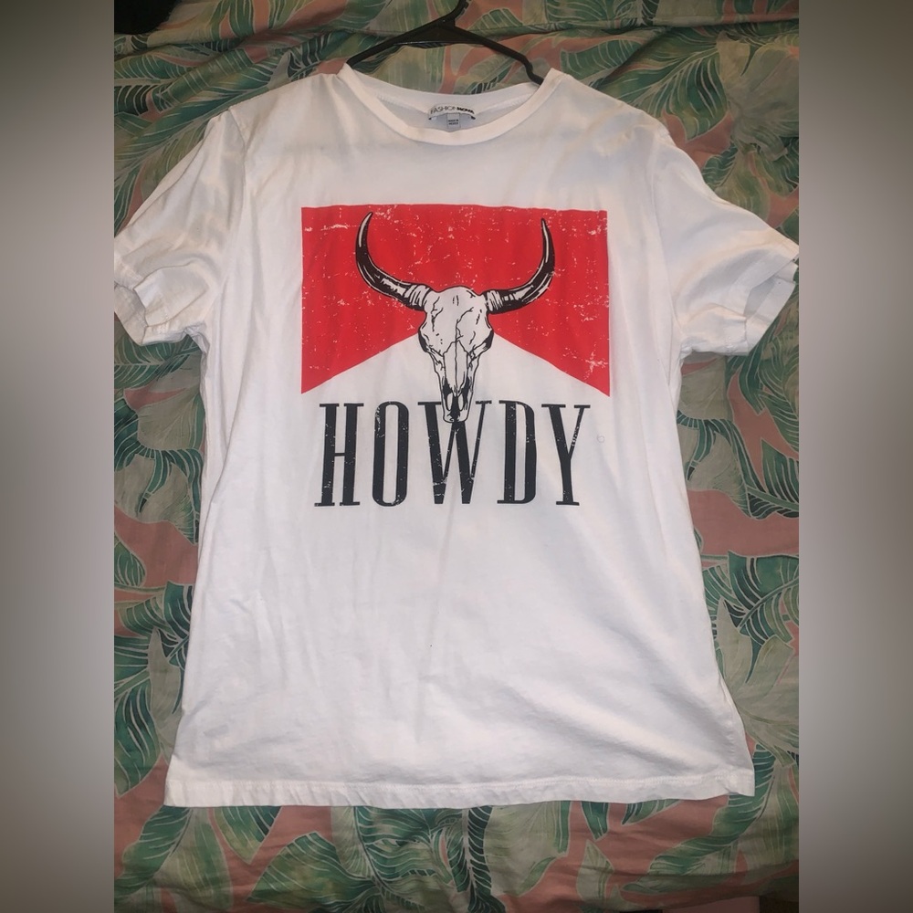 White Graphic T-Shirt with Red Accent